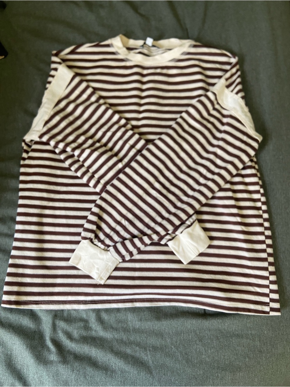 HYFVE Brown and Cream Striped Long Sleeve Tee